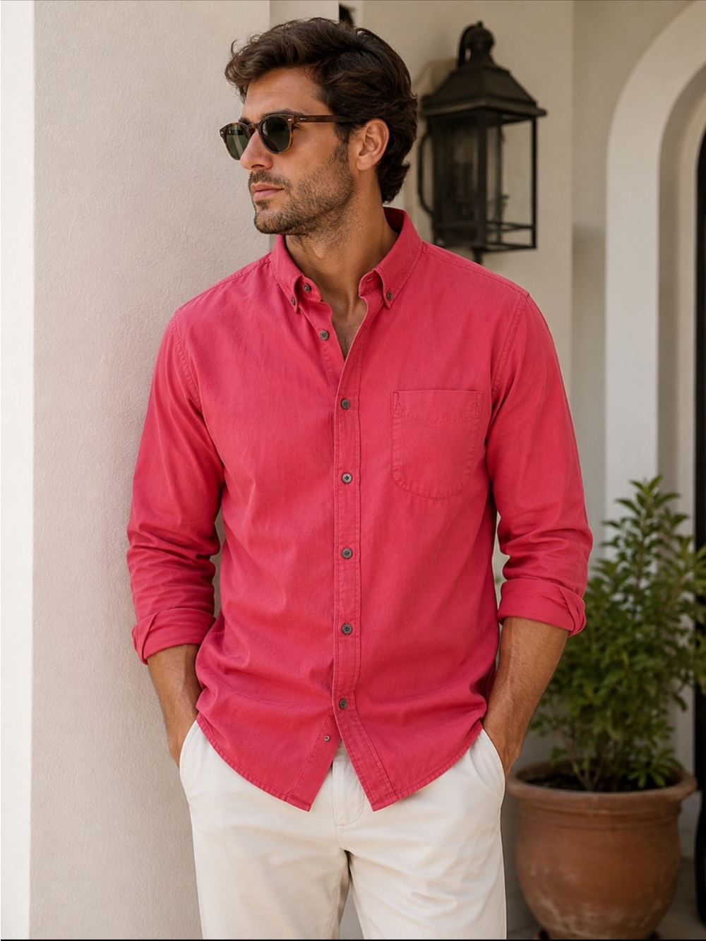 J. Crew Coral Button-Down Long Sleeve Shirt